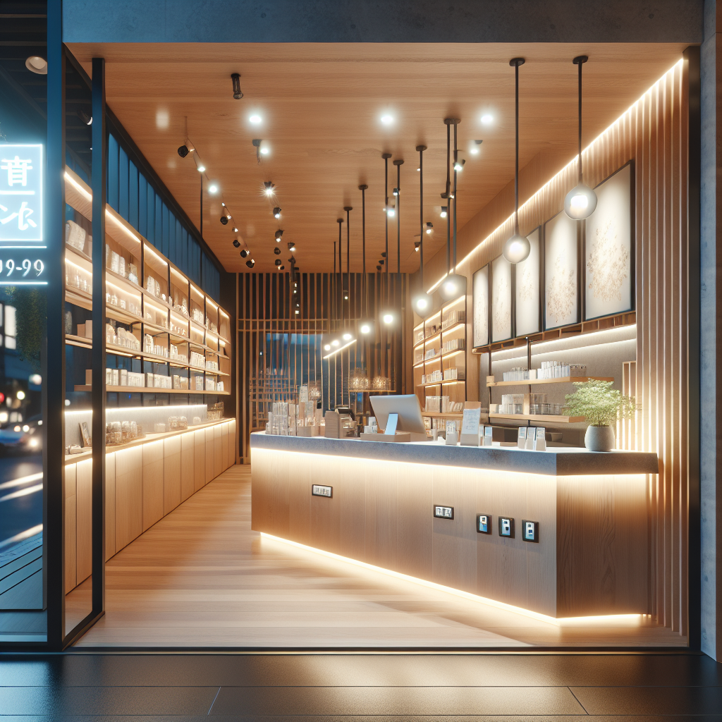 開店した店舗内のLED照明とコンセント配置